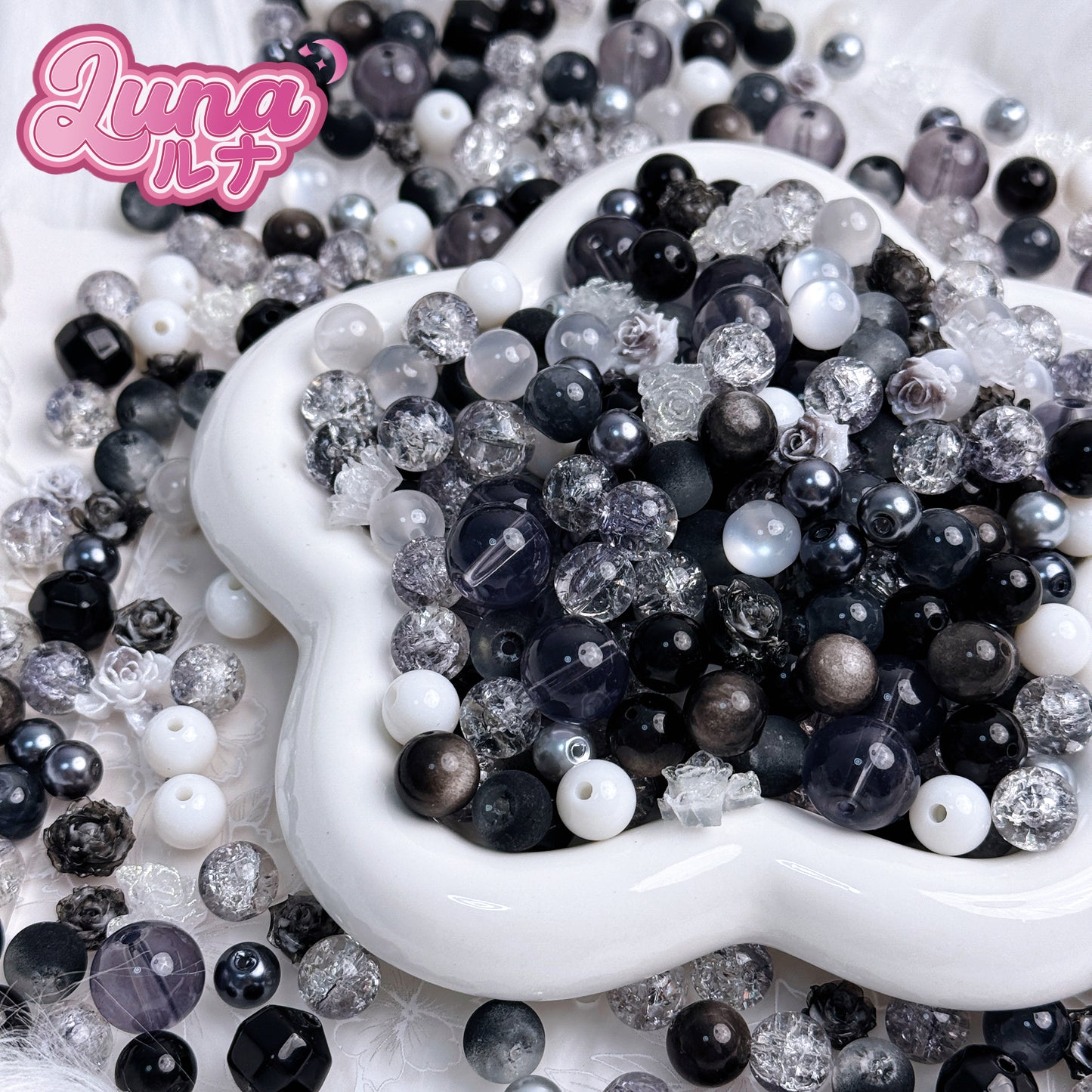 新作『B162』 黒霞影(くろかえい) 天然石・銀曜石 高品質琉璃真珠 高品質レジン size:8mm,10mm,12mm