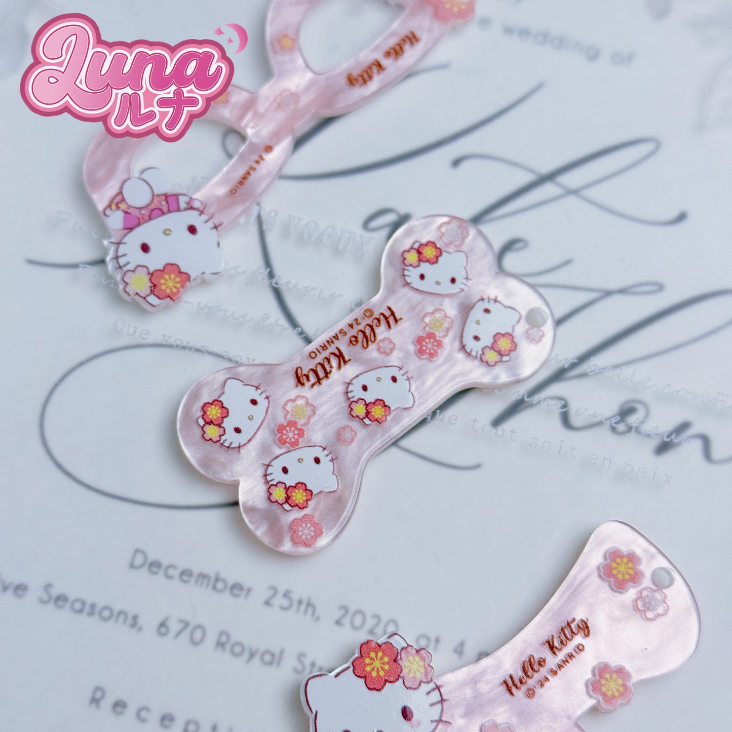 『F025』ゆめかわコーム 高品質アセテート素材のビーズ