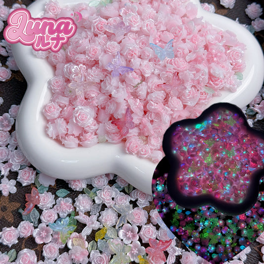 新作『H008』桃の花が咲き乱れる  「蛍の光効果」【夜光➕光变】高品質樹脂