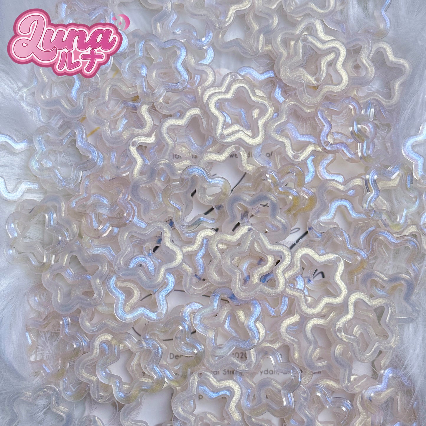 新作『M048』  人魚姫カラーのラメ入り星型ビーズ 高品質アクリル