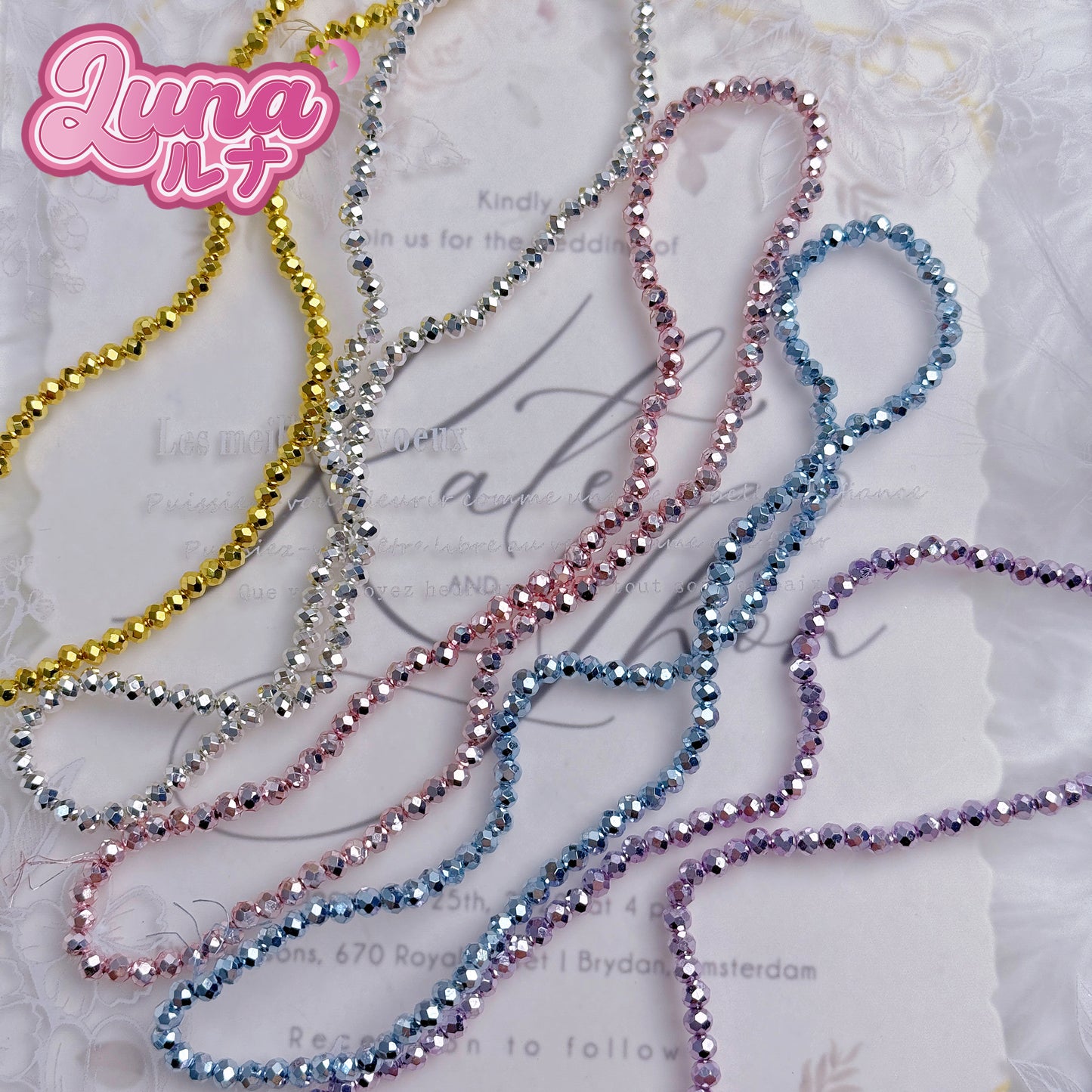 新作『M049』 踊りたくなる♪ディスコ風ゴールドビーズ 高品質アクリル