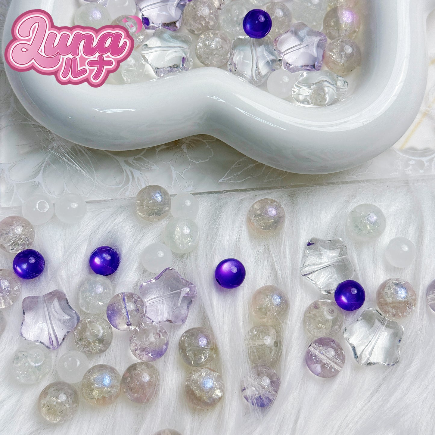 新作『L012』 ラベンダームーン 高品質琉璃 size：8mm,10mm